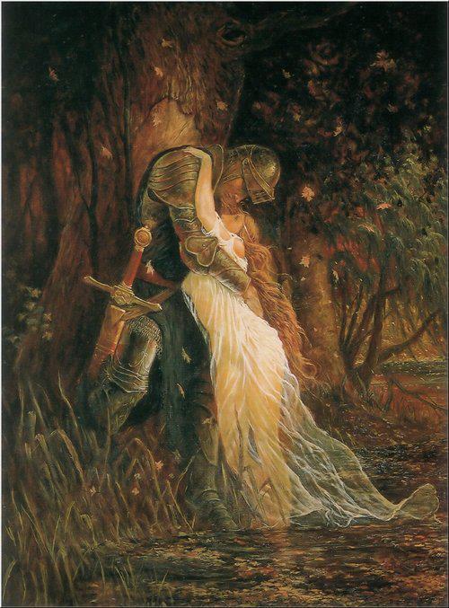 Knight and Lady Romantic Embrace